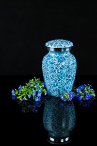 blue cremation urn